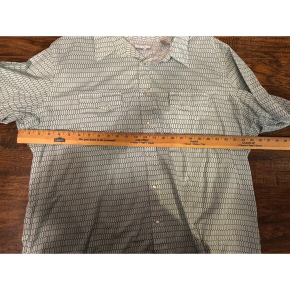 Wrangler Wrancher Blue Geometric Pearl Snap Mens Button Down Long Sleeve Sz:2XL - Picture 7 of 8